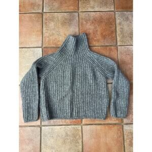 Kate Spade Chunky Knit Alpaca Blend Oversized Turtleneck sweater in grey M